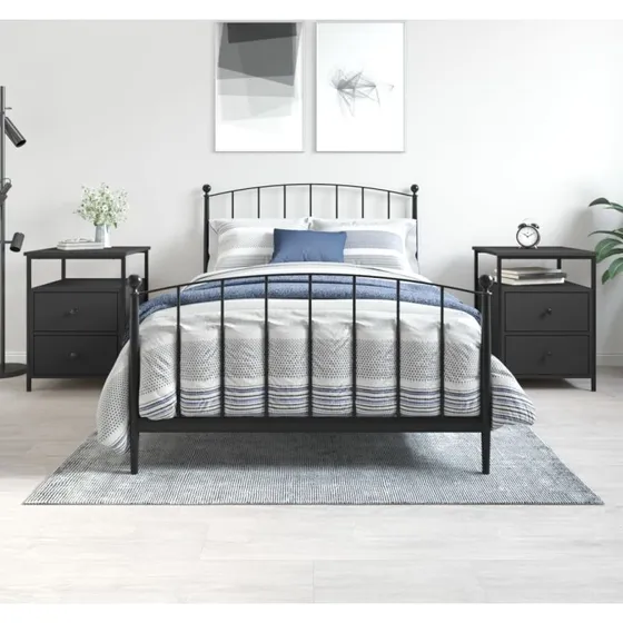 Sengeborde 2 stk. 44x45x60 cm sort – industrielt træ & jern