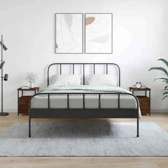 Sengeborde 2 stk. 34x35,5x50 cm – industrielt egetræslook