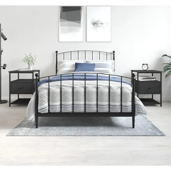 Sengeborde 2 stk. 40x42x56 cm – sort konstrueret træ