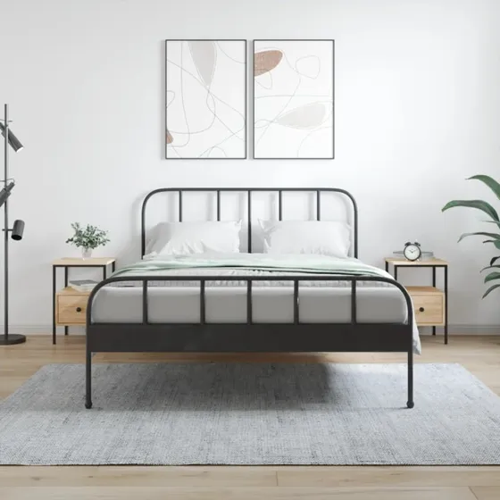 Sengeborde 2 stk. Sonoma-eg 34x36x50 cm - Træ & jern
