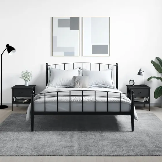 Sengeborde 2 stk. 40x42x45 cm – Industriel sort