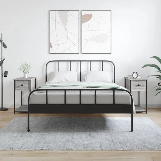 Sengeborde 2 stk. 30x60x60 cm - Grå Sonoma-eg