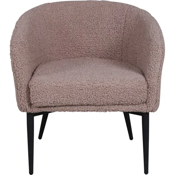 Venture Home Fluffy Lænestol - Brun teddy, sorte metalben