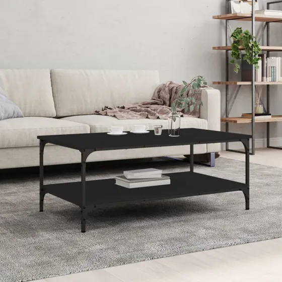 Sofabord 100x55x40 cm sort konstrueret træ & metal