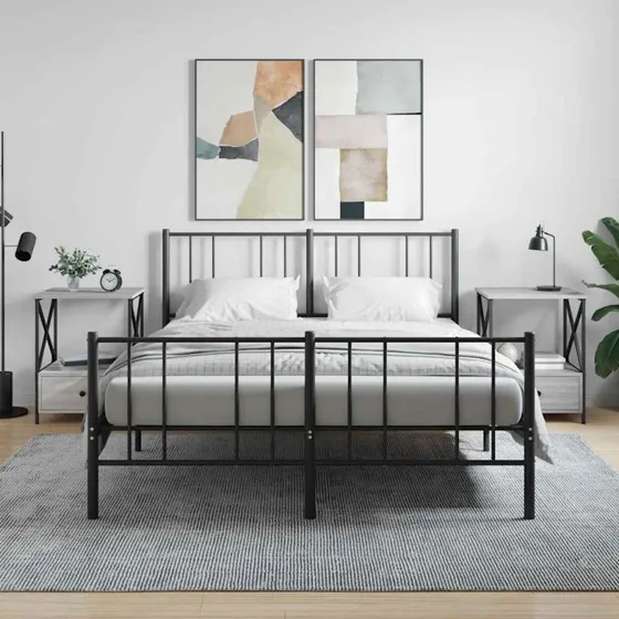 Sengeborde 2 stk. 50x41x65 cm Sonoma-eg/grå