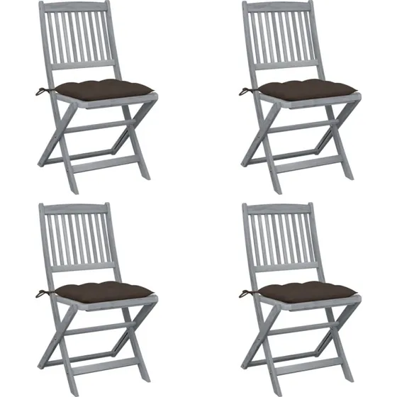 Foldbare havestole 4 stk. i massivt akacietræ med hynder