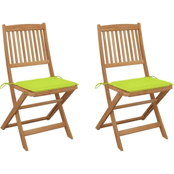 Foldbare havestole 2 stk. i massivt akacietræ med hynder