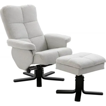 Sven tilbagelænet lænestol med ottoman - lys grå stof