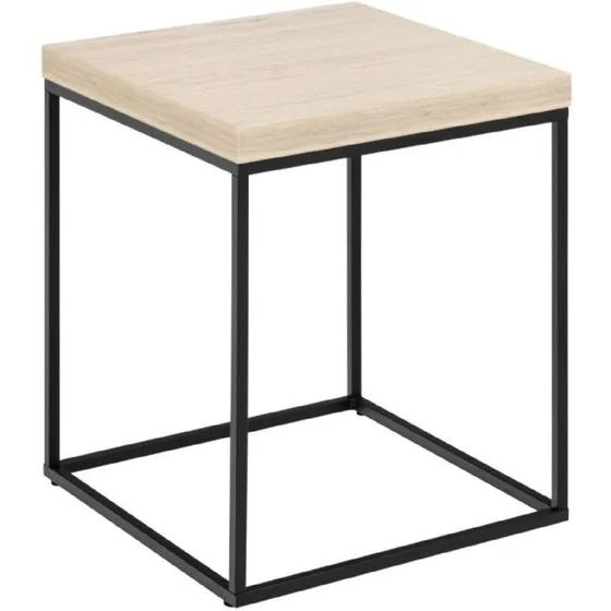 Barossa Sofabord 40x40 Beige travertinlook, Sort stel