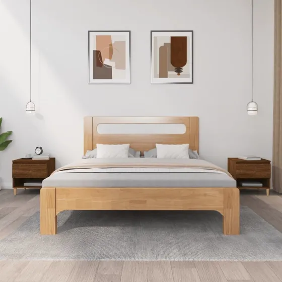 Sengeborde 2 stk. 50x46x50 cm — konstrueret træ, brunt egetræ