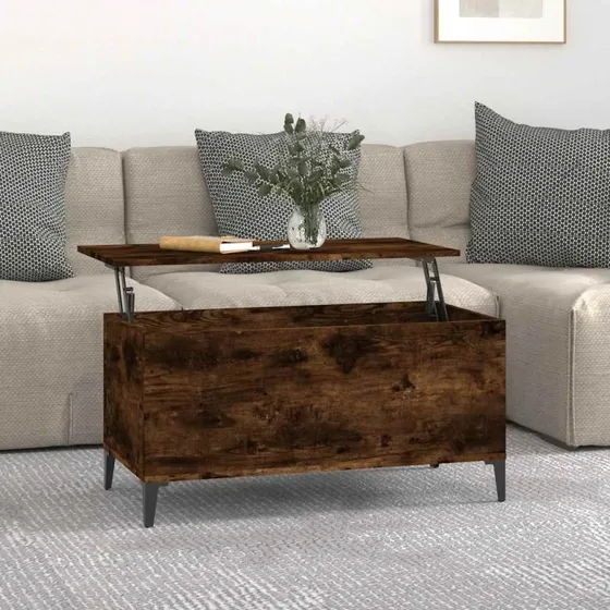 Sofabord 90x44,5x45 cm med løftetop – røget egetræslook