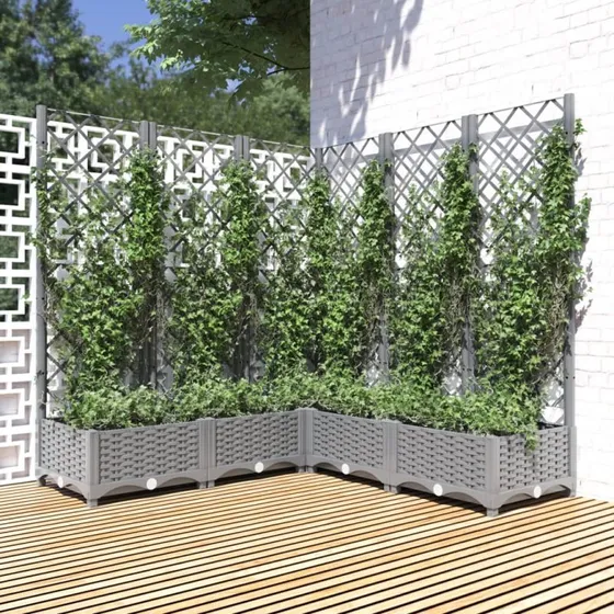 Plantekasse med espalier 120x120x121,5 cm – lysegrå