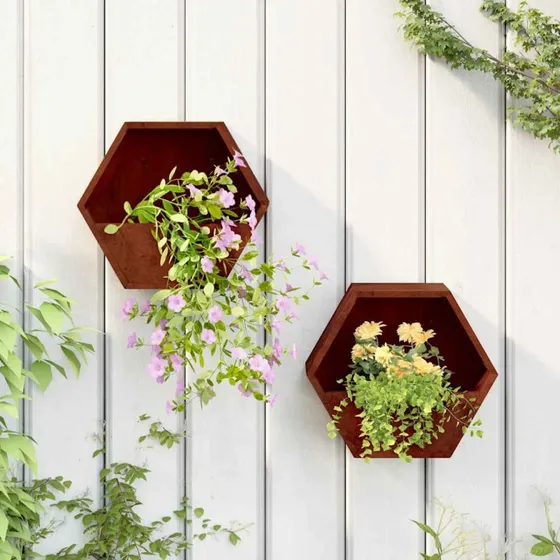 Væghængte plantekasser 2 stk. 30x10x25 cm i cortenstål