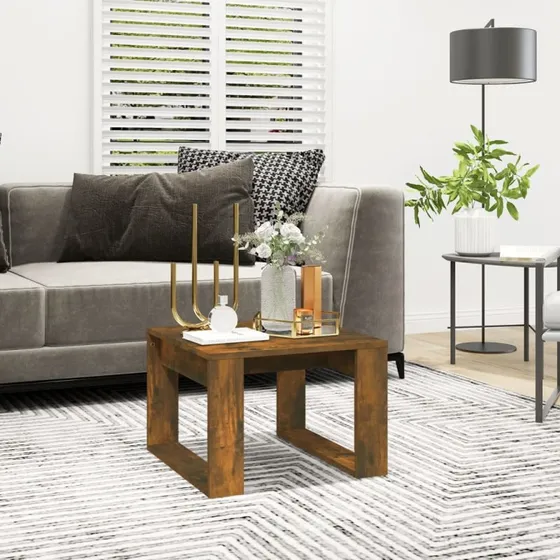 Sidebord 50×50×35 cm konstrueret træ - røget egetræ