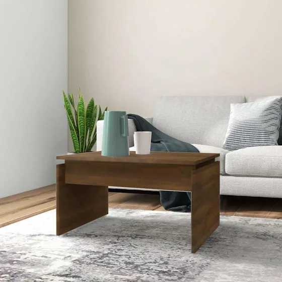 Sofabord 68x50x38 cm – Brun egetræ, konstrueret træ