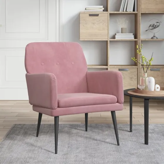Velour lænestol 62×79×79 cm lyserød