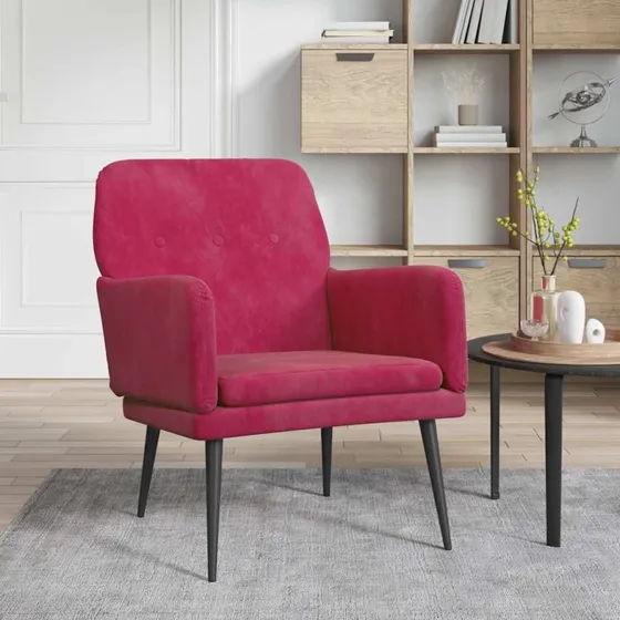 Velour lænestol 62x79x79 cm, vinrød