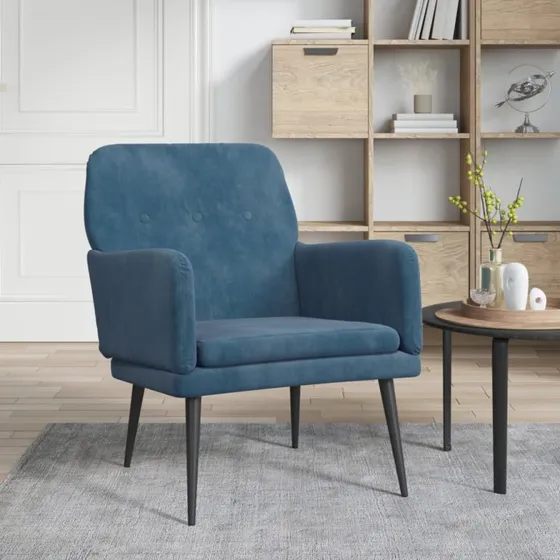Velour lænestol blå 62x79x79 cm – komfort & stil