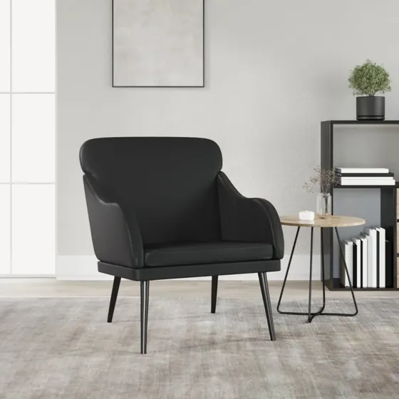 Lænestol i kunstlæder 63x76x80 cm – sort