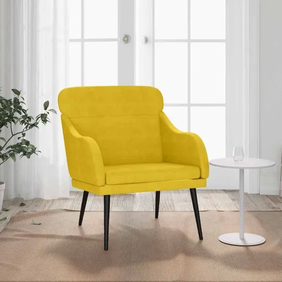 Velour lænestol 63x76x80 cm, gul