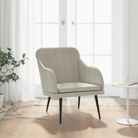 Lænestol velour lysegrå 63x76x80 cm