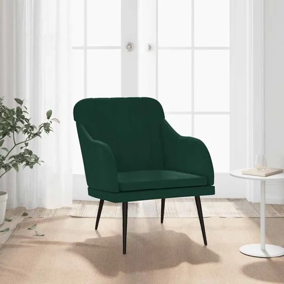 Mørkegrøn velour lænestol 63x76x80 cm