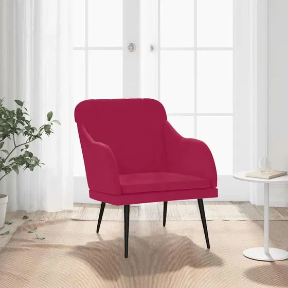 Velour lænestol 63x76x80 cm, vinrød