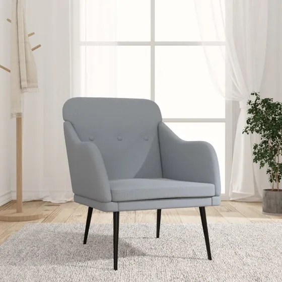 Lænestol i lysegråt stof 63x76x80 cm – komfort & robust