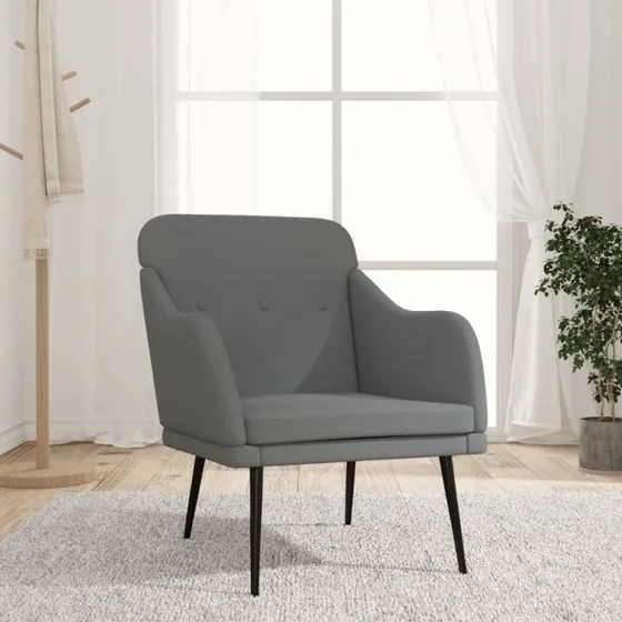 Lænestol i mørkegråt stof 63×76×80 cm – polstret komfort