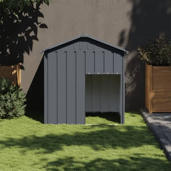 Hundehus i galvaniseret stl med tag 117x103x123 cm