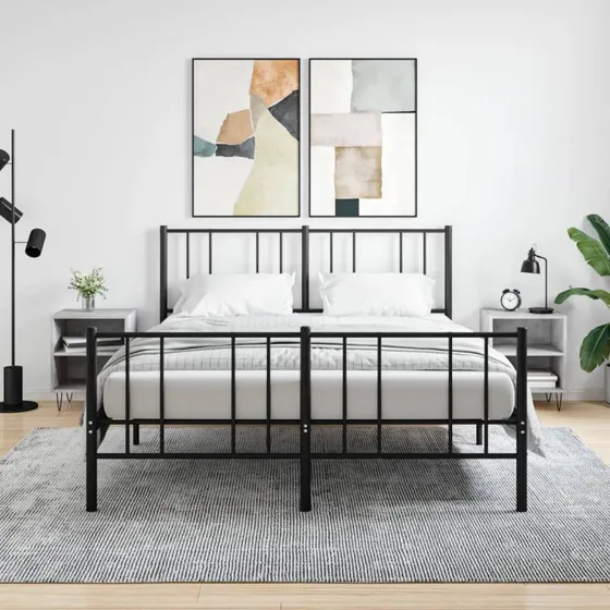 Sengeborde 2 stk. 40x30x50 cm konstrueret træ — betongrå