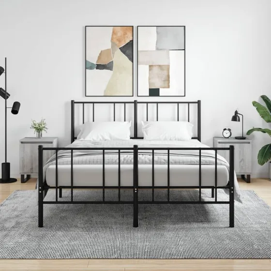 Sengeborde 2 stk. 40x30x50 cm – grå Sonoma-egetræslook