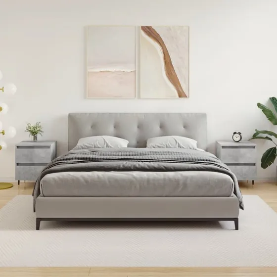 Sengeborde 2 stk. 40x35x50 cm – Konstrueret træ, betongrå