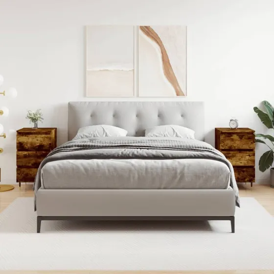 Sengeborde 2 stk. 40x35x69 cm – Røget egetræ (konstrueret træ)