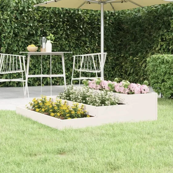 Plantekasse 107x107x27 cm i massivt fyrretræ - hvid
