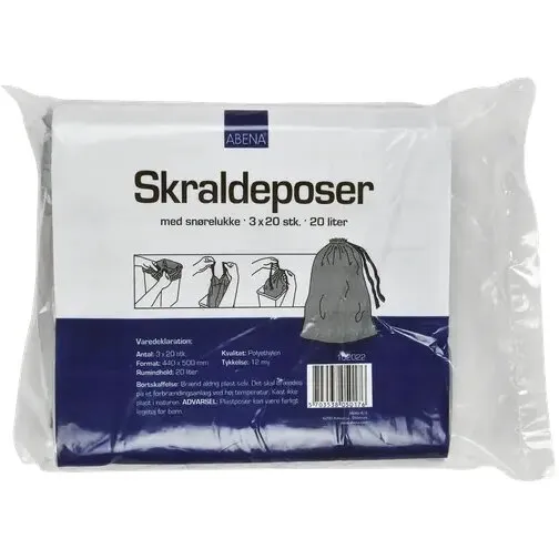 Abena Affaldspose 20L Grå m/snøreluk, 3x20
