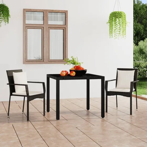 Havestole i polyrattan med hynder, 2 stk. – sort