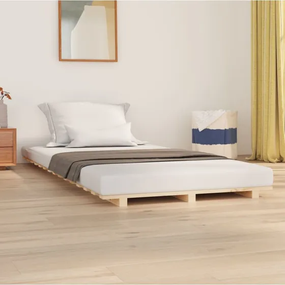 Sengestel 75x190 cm i massivt fyrretræ, sort