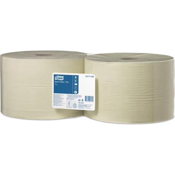 Tork Basic W1 aftørringsrulle 1-lag Ø38 cm 1190 m gul (2 ruller)