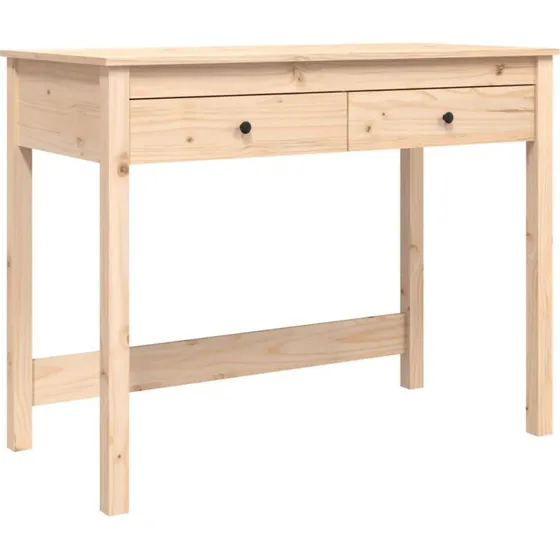 Skrivebord i massivt fyrretr 100x50x78 cm med 2 skuffer