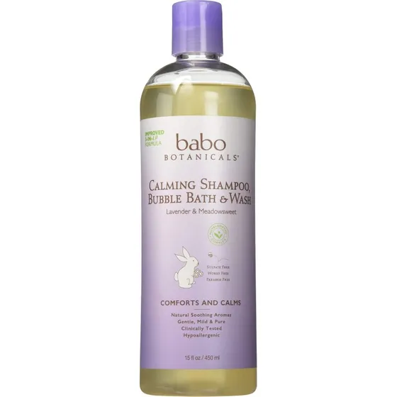 Babo Botanicals Lavender Meadowsweet 3-i-1 Bubble Bath, Shampoo & Wash 13.5 fl oz
