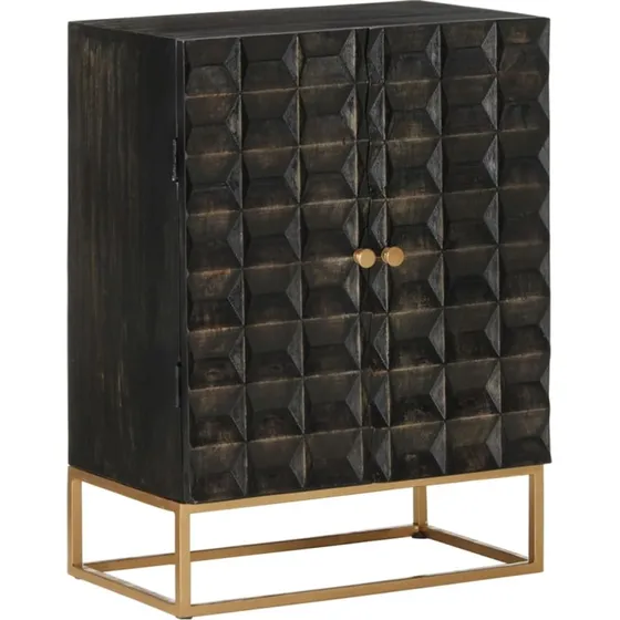 Sknk i massivt mangotr og sort jern 55x34x75 cm