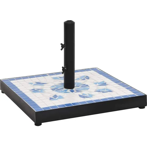 Parasolfod 12 kg firkantet blå-hvid i jern