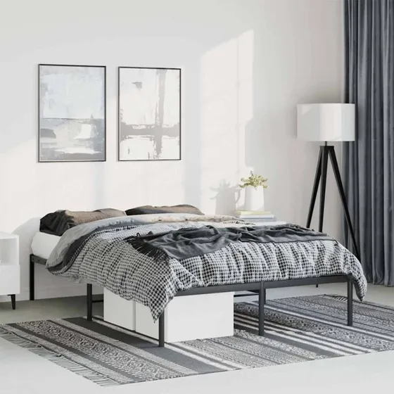 Sengeramme 135x190 cm i sort pulverlakeret metal