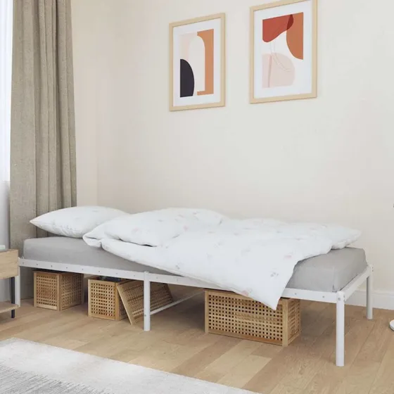 Sengeramme 75x190 cm i metal – hvid, robust design