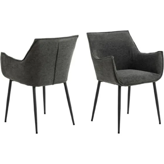 Bonita spisebordsstol med armlæn – Apia stof mørkegrå