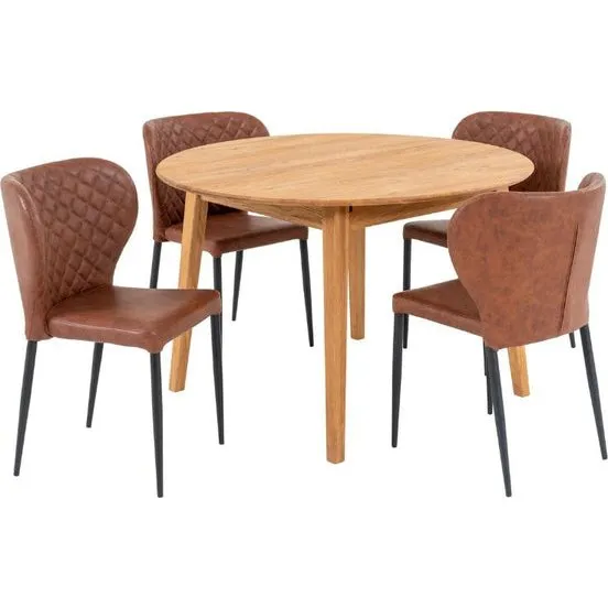 Metz spisebordssæt med Pisa stole, rundt 118–158 cm