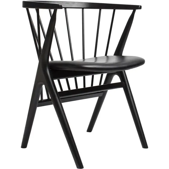 Sibast Furniture No.8 Spisebordsstol - Sort egetræ & sort læder