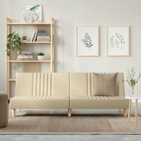 Creme sovesofa i stof med justerbare ryglæn