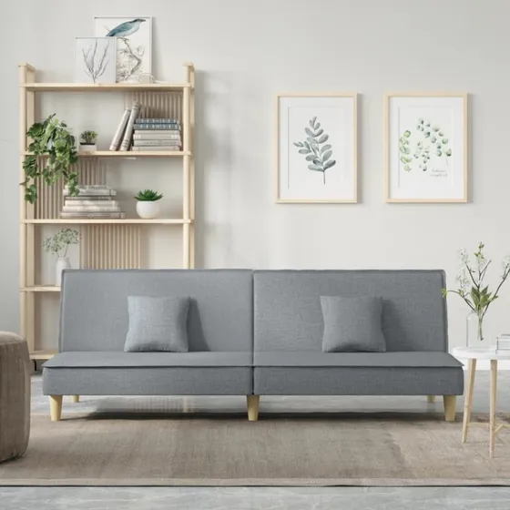 Lysegrå sovesofa i stof – justerbart ryglæn
